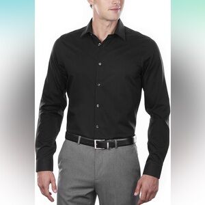 Calvin Klein | Black Cotton Blend No Iron Button Up Dress Shirt | Sz XL